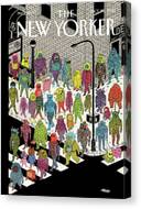 Monsters Crossing Busy Intersection Canvas Print