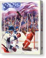 Miracle On Ice - Usa Olympic Hockey Wins Over Ussr Canvas Print
