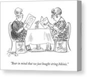 Ladies Reading Magazines at Café Canvas Print