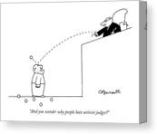 Humorous Judge and Gavel Cartoon Canvas Print