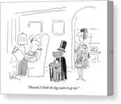 Dog with Top Hat and Cane Canvas Print