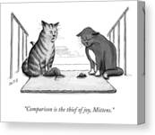 Two Cats with a Mouse Canvas Print