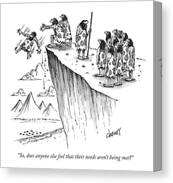 Caveman Discussing Needs Canvas Print