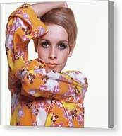 Fashion Icon in Floral Outfit Canvas Print by Bert Stern