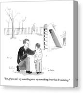Father's Clever Advice in the Park Canvas Print