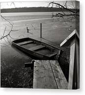 Boat In Ice - Lake Wingra - Madison - Wi Canvas Print