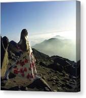 Francoise Rubartelli Wearing A Floral Dress Canvas Print by John Cowan