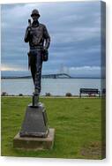 Statue Overlooking Mackinac Bridge Canvas Print