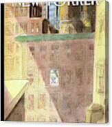 Cityscape with Sunlit Window Canvas Print