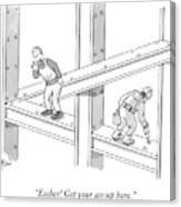 Construction Workers and Impossible Perspective Canvas Print