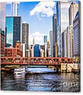Chicago Cityscape At Wells Street Bridge Canvas Print