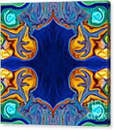 Vibrant Blue Orange Symmetrical Abstract Art Canvas Print