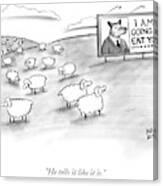 Sheep Facing Fox Billboard Canvas Print