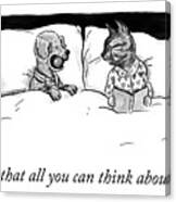 Dog and Cat in Bed Cartoon Canvas Print