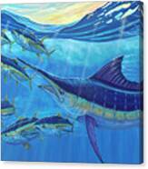 Swordfish and Tunas Underwater Scene Canvas Print