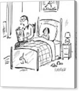 Father Reading to Daughter at Bedtime Canvas Print