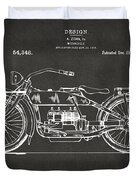 Vintage Motorcycle Blueprint Patent Duvet Cover