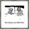 Dog and Cat in Bed Cartoon Framed Print