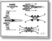 Star Wars - X-Wing Starfighter Poster Print - Blueprint Schematics