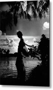 Silhouette by the Lake Metal Print