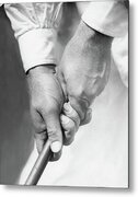 Close-Up of Hands Gripping a Club Metal Print