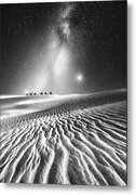 Camel Caravan Under Starry Night Metal Print
