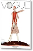 Vogue Magazine 1929 Cover with Golfer Metal Print by Georges Lepape