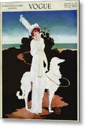 Elegantly Dressed Woman with Dog Metal Print by Mrs. Newell Tilton