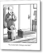 Man and Dog Reunion Metal Print