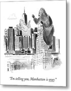 King Kong and Godzilla in Manhattan Metal Print