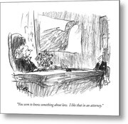 Humorous Attorney Cartoon Metal Print