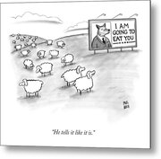 Sheep Facing Fox Billboard Metal Print