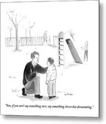 Father's Clever Advice in the Park Metal Print