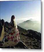 Francoise Rubartelli Wearing A Floral Dress Metal Print by John Cowan