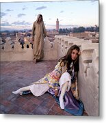 Fashion Shoot on Moroccan Rooftop Metal Print by Patrick Lichfield