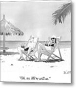 Couple Relaxing on a Tropical Beach Metal Print
