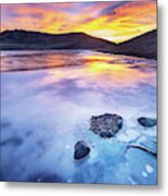 3 Pebbles On Ice Metal Print