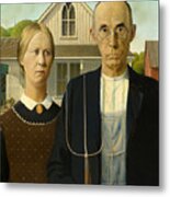 American Gothic Couple Metal Print