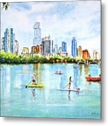 Austin Texas Skyline From Lou Neff Point Metal Print