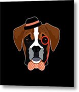 Hipster Boxer Dog Metal Print