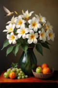 Vase of Lilies and Fruits Poster
