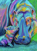 Highlighted Hippos Poster