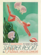 Summer Resort, Diver - Vintage Travel Poster - Pullman Safety And Comfort Advertisement Poster
