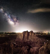 Smith Rock Milky Way Poster by Russell Wells
