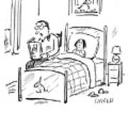 Father Reading to Daughter at Bedtime Poster