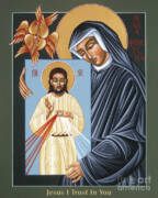 St Faustina and Divine Mercy Icon Art Print