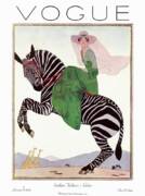 Elegant Woman Riding a Zebra Art Print