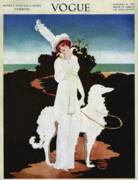Elegantly Dressed Woman with Dog Art Print by Mrs. Newell Tilton