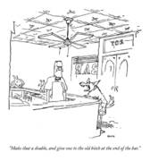 Dog Ordering Drinks at Bar Art Print