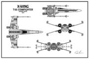 STAR WARS 宇宙船図面 プラスチック製 Star Wars - X-Wing Starfighter Poster Print - Blueprint Schematics
